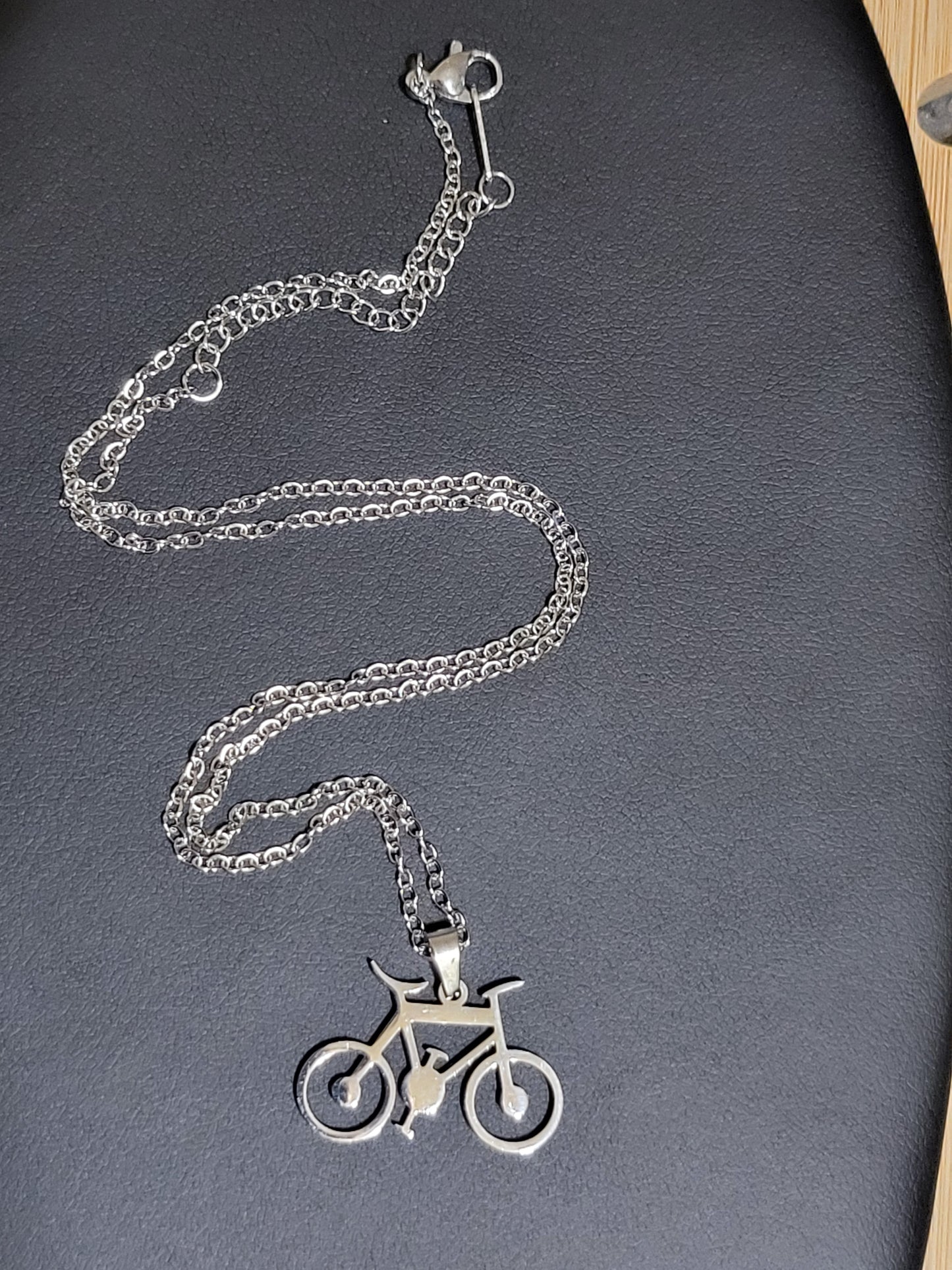 Bicycle Pendant Chain Necklace Stainless Steel
