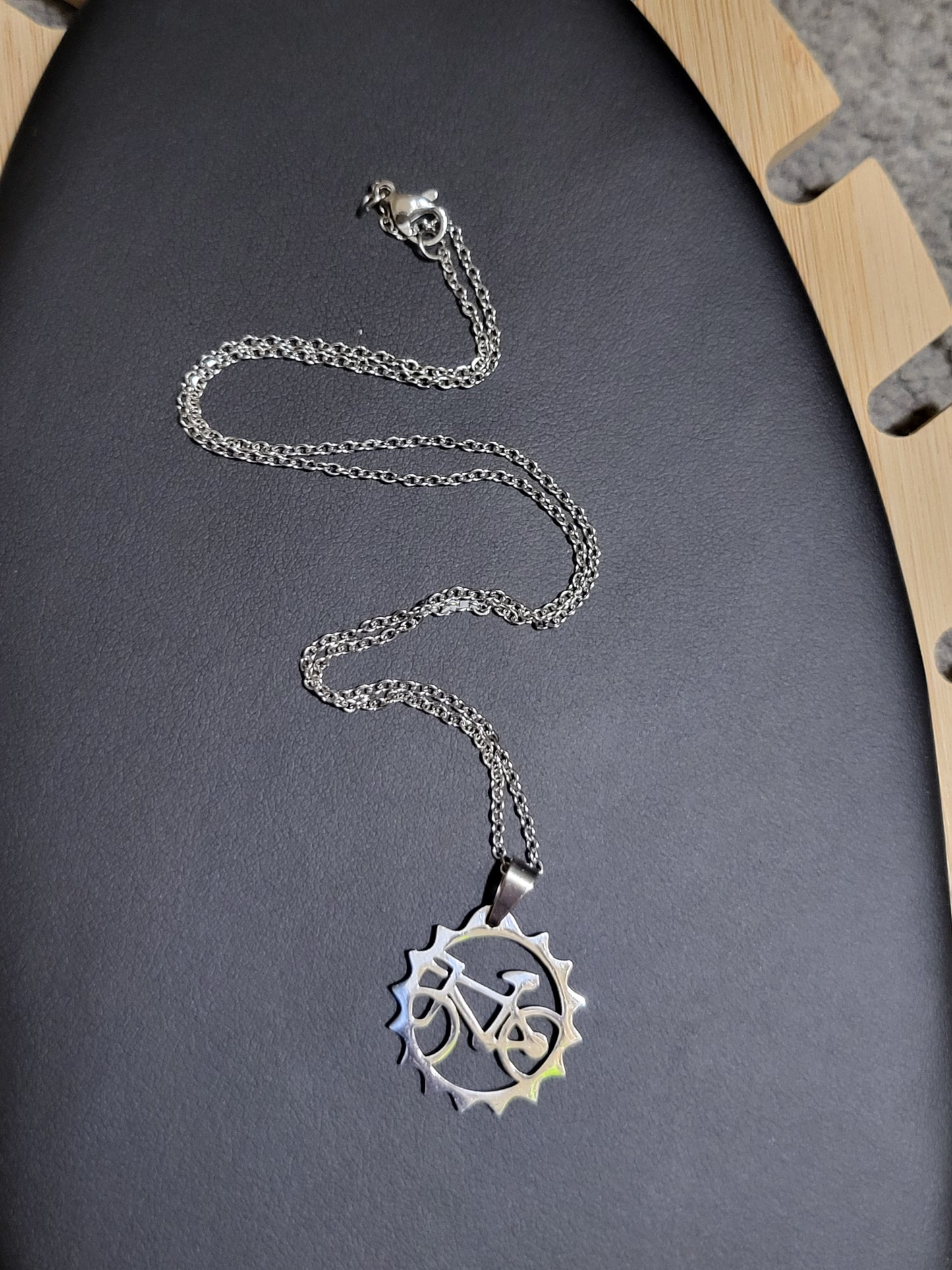 Cycle Cog Cycling Necklace Chain Pendant Stainless Steel