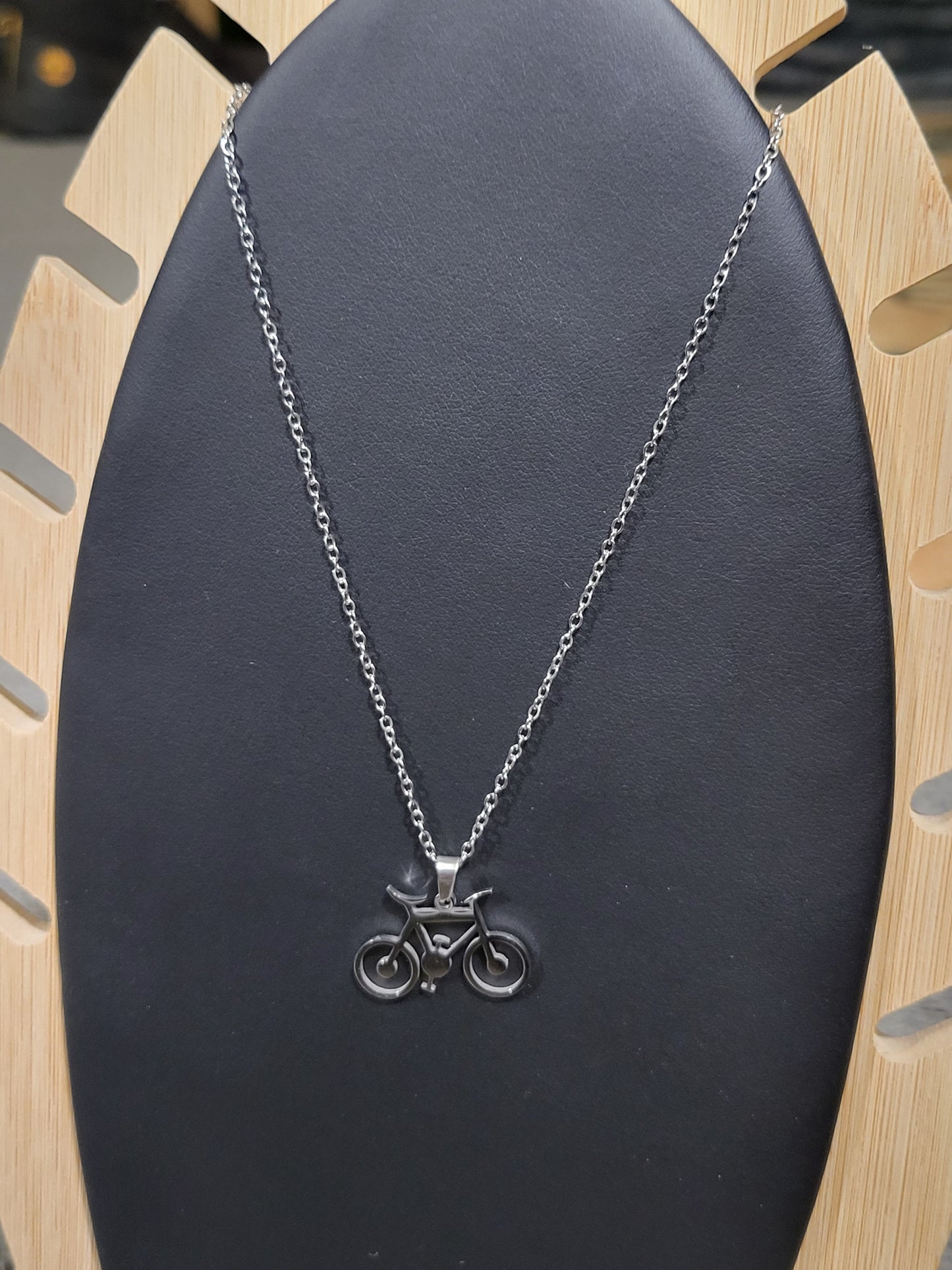 Bicycle Pendant Chain Necklace Stainless Steel
