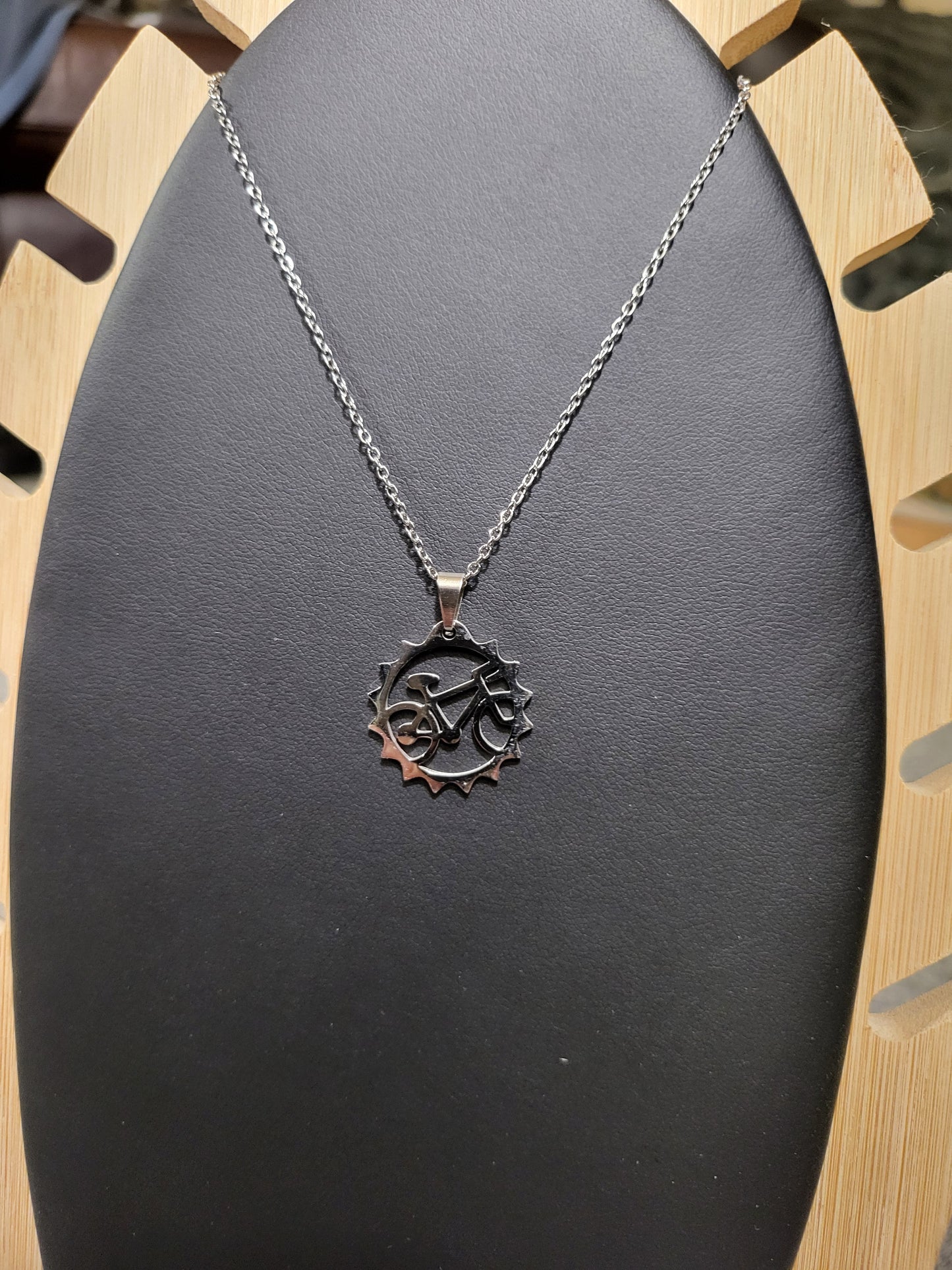 Cycle Cog Cycling Necklace Chain Pendant Stainless Steel