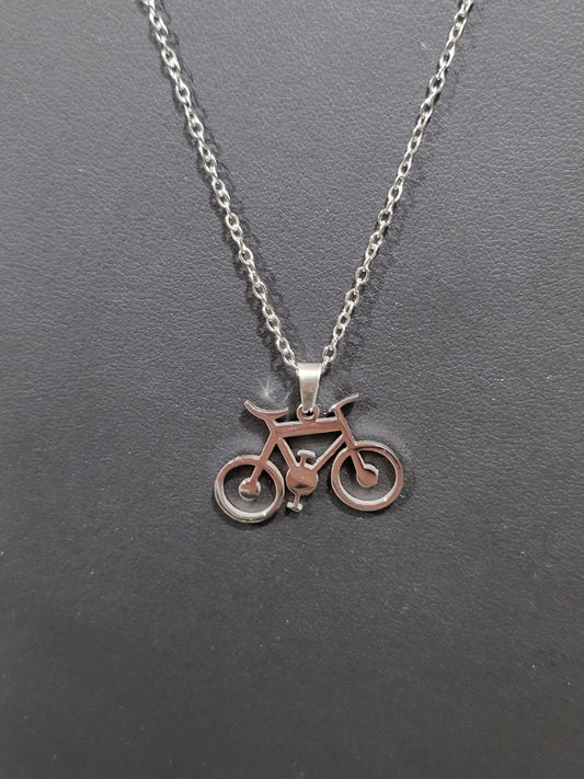 Bicycle Pendant Chain Necklace Stainless Steel