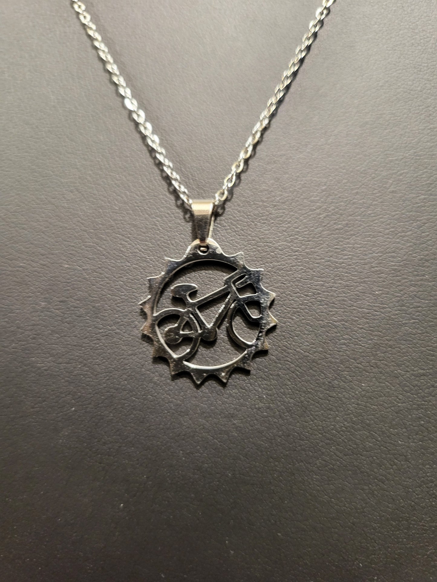 Cycle Cog Cycling Necklace Chain Pendant Stainless Steel