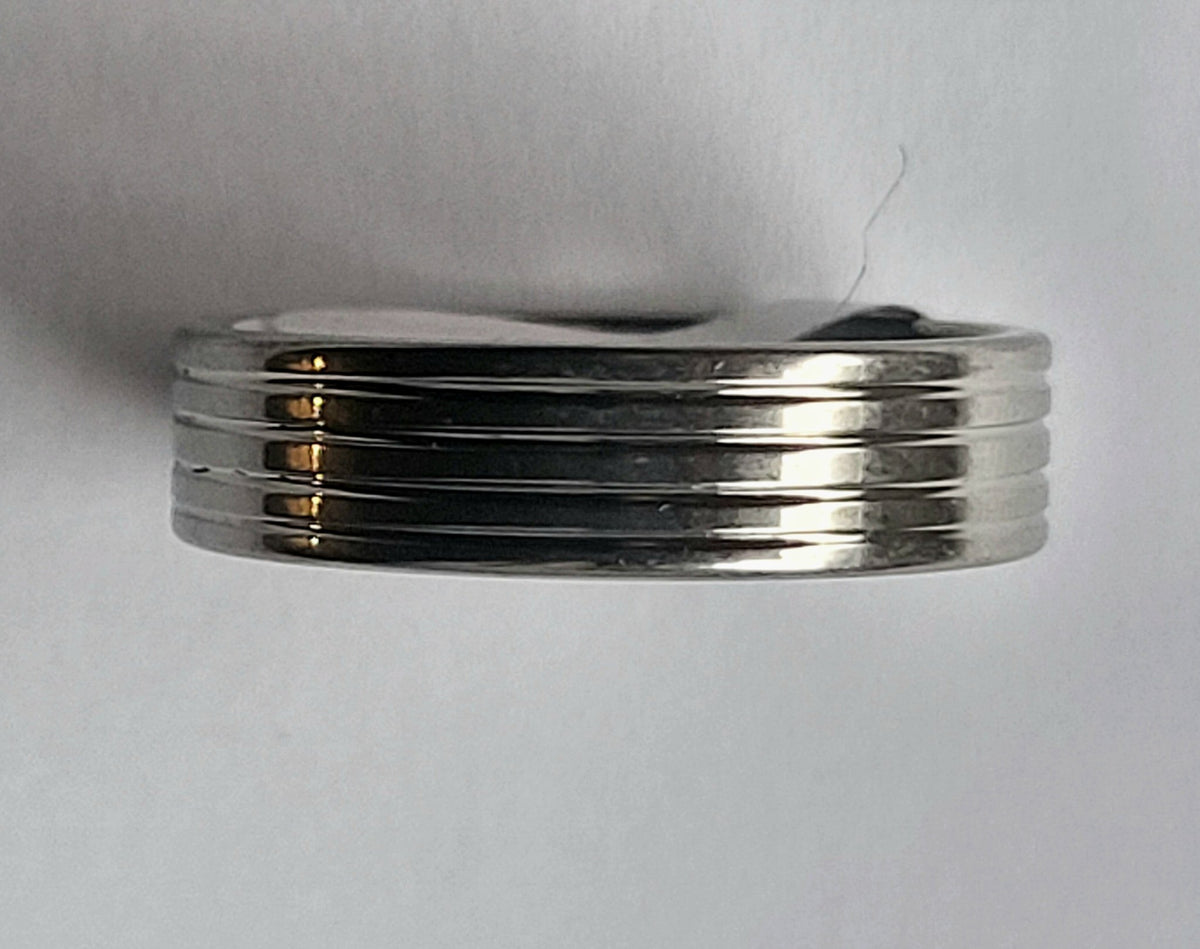 Ribbed Stainless Steel Unisex Fashion Ring - The Odd Little Shop