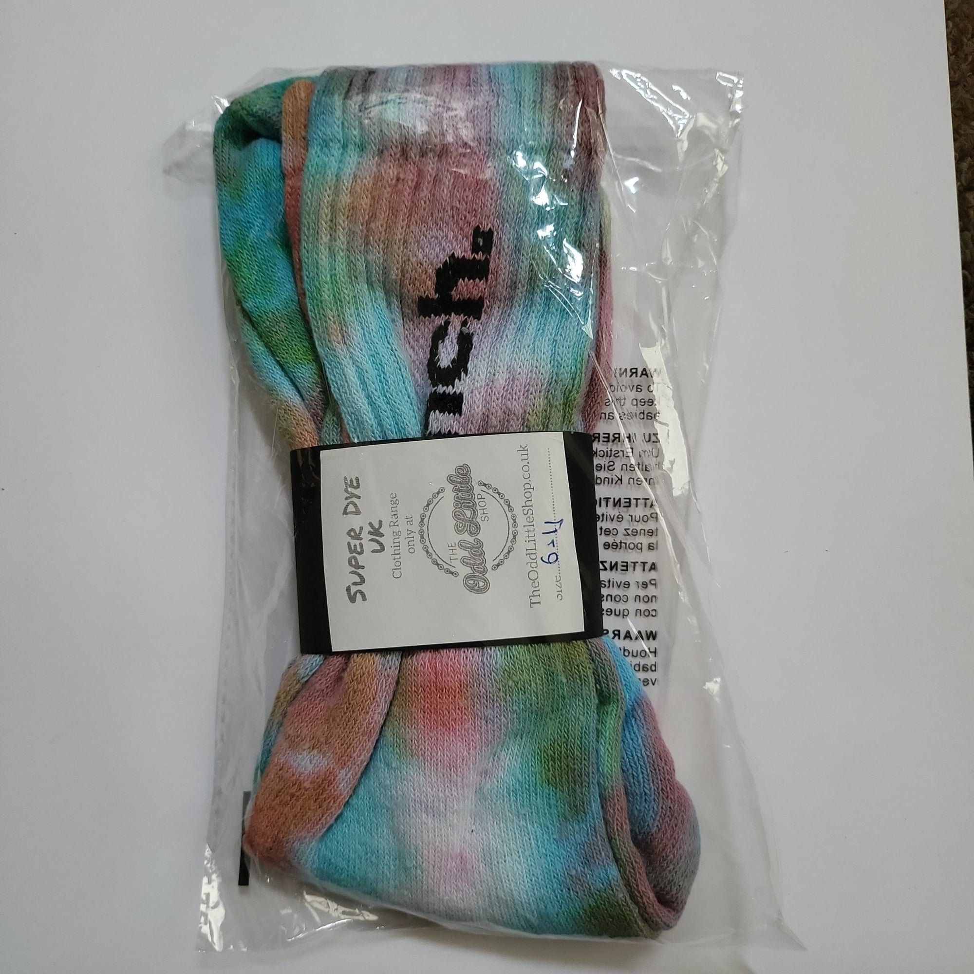 Tye-Dye Socks Bench 1 Pair Pastle Blue Purple Red Green 6-11 - The Odd Little Shop