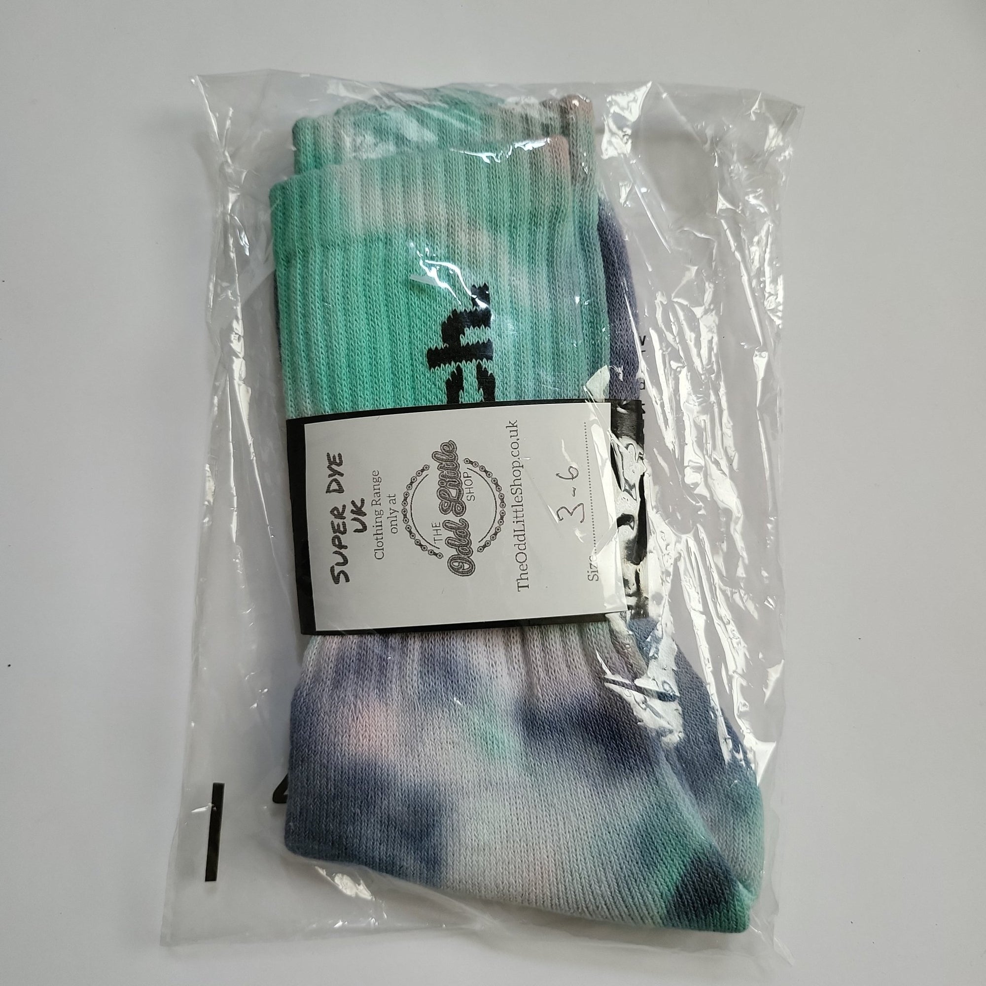 Tye-Dye Socks Bench 1 Pair Pastle Green Dark Blue 3-6 - The Odd Little Shop