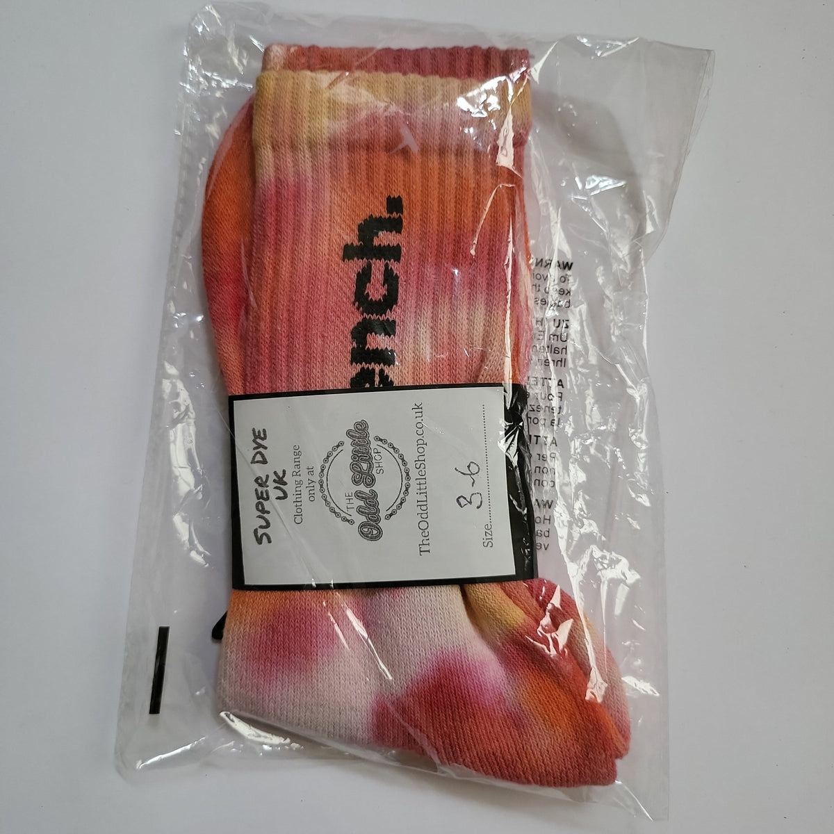 Tye-Dye Socks Bench 1 Pair Pastle Orange Pink 3-6 - The Odd Little Shop