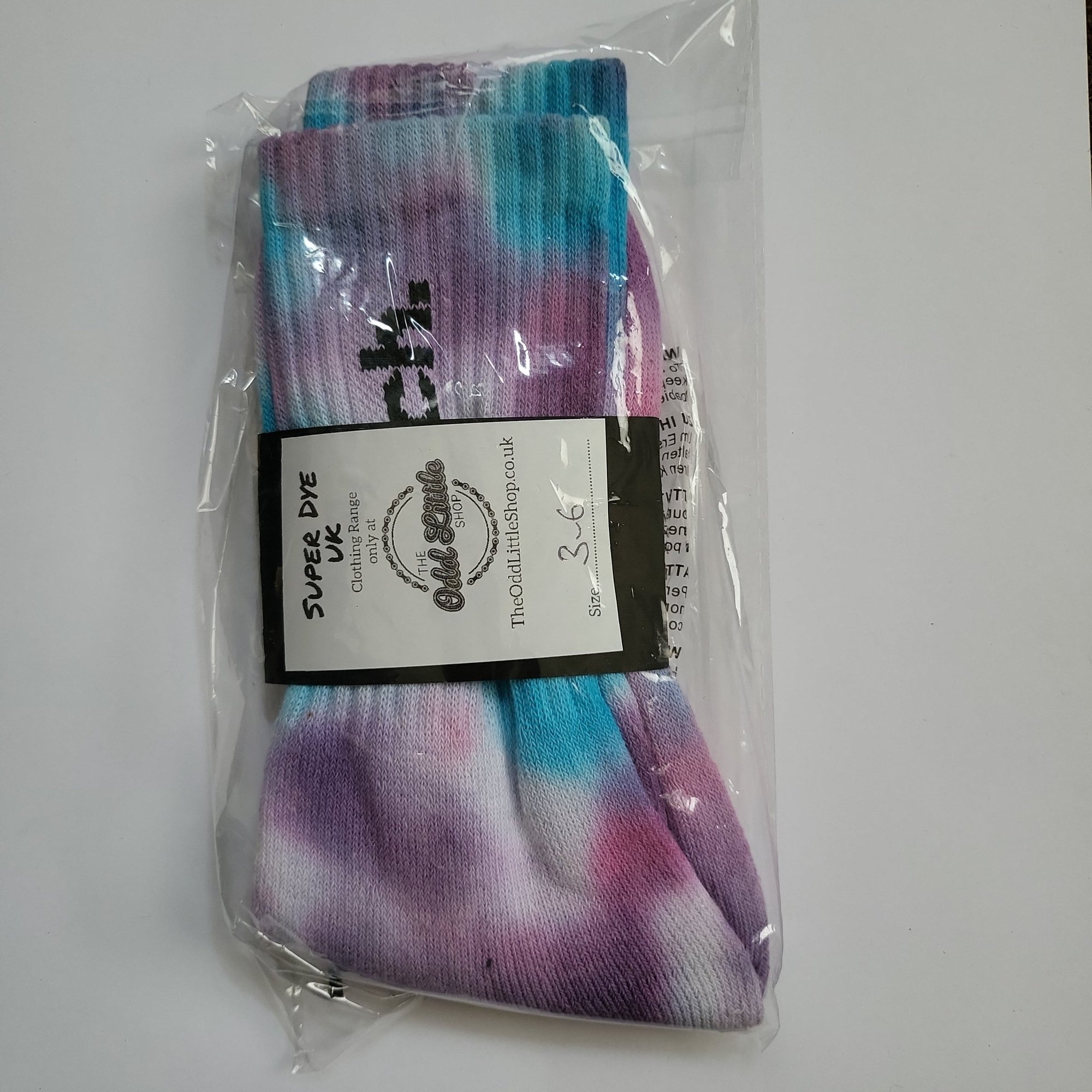 Tye-Dye Socks Bench 1 Pair Pastle Purple Blue Pink 3-6 - The Odd Little Shop