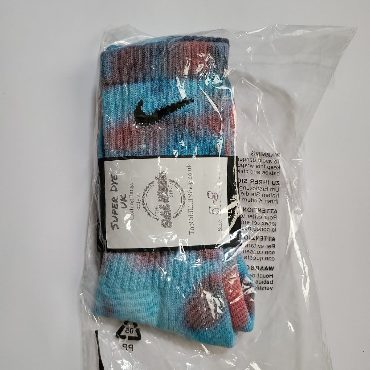 Tye-Dye Socks Nike 1 Pair Pastle Blue Purple Red 5-8 - The Odd Little Shop