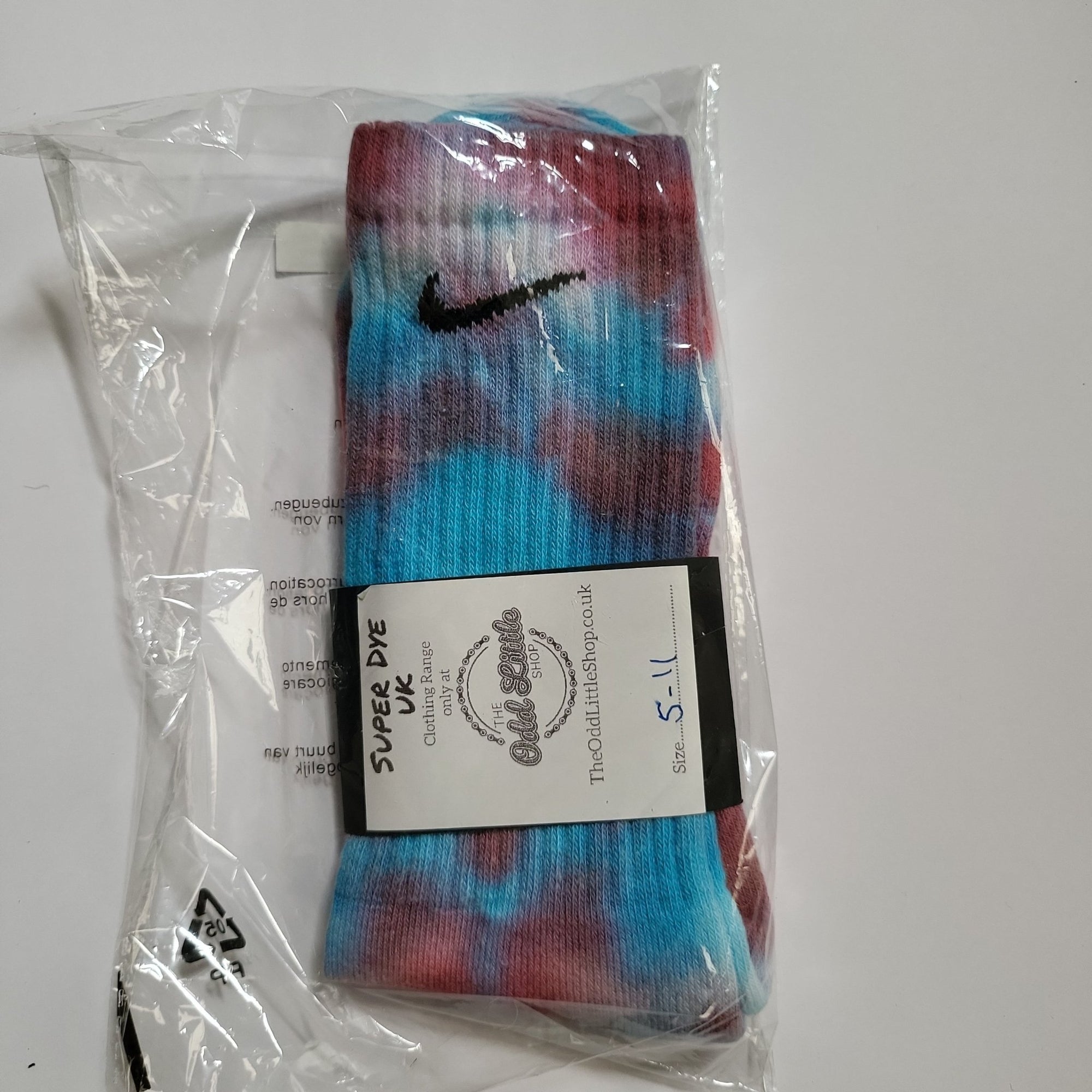 Tye-Dye Socks Nike 1 Pair Pastle Blue Red 8-11 - The Odd Little Shop