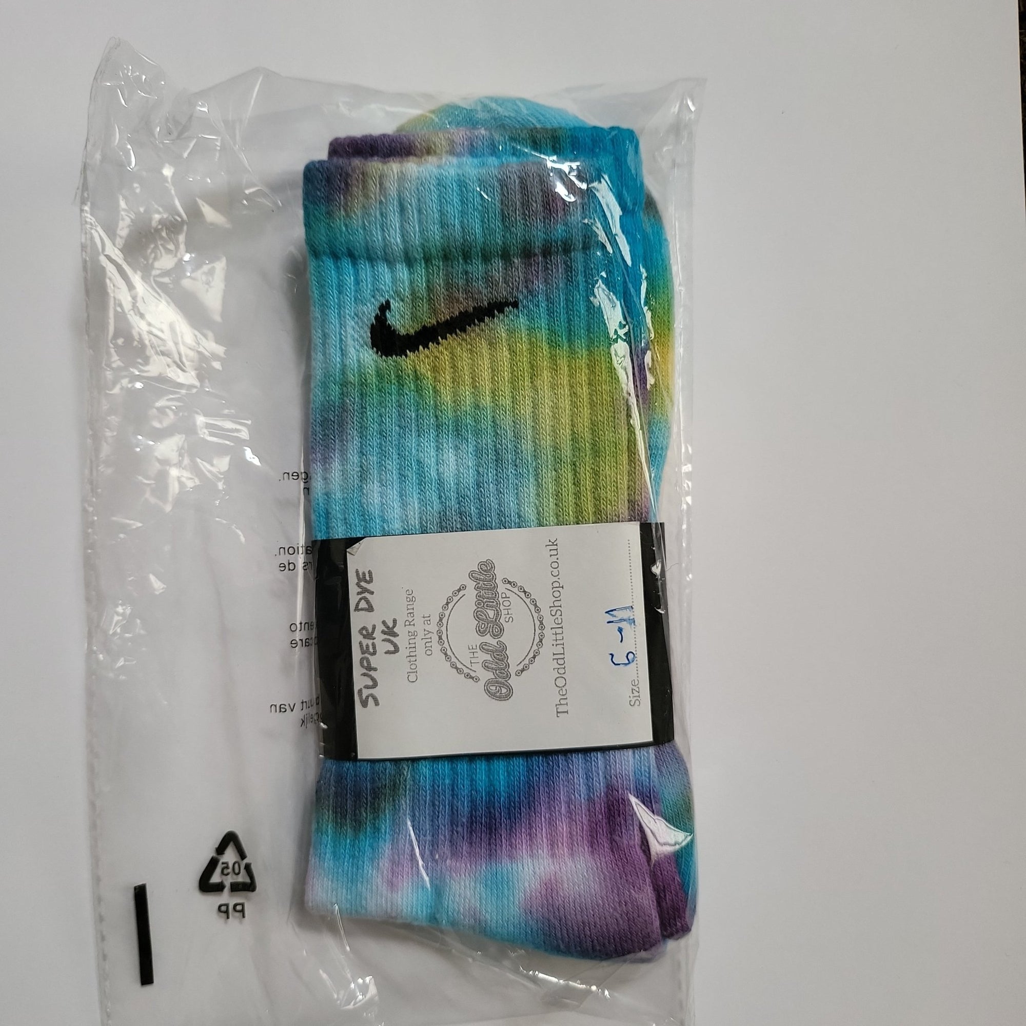 Tye-Dye Socks Nike 1 Pair Pastle Blue Yellow Purple 8-11 - The Odd Little Shop