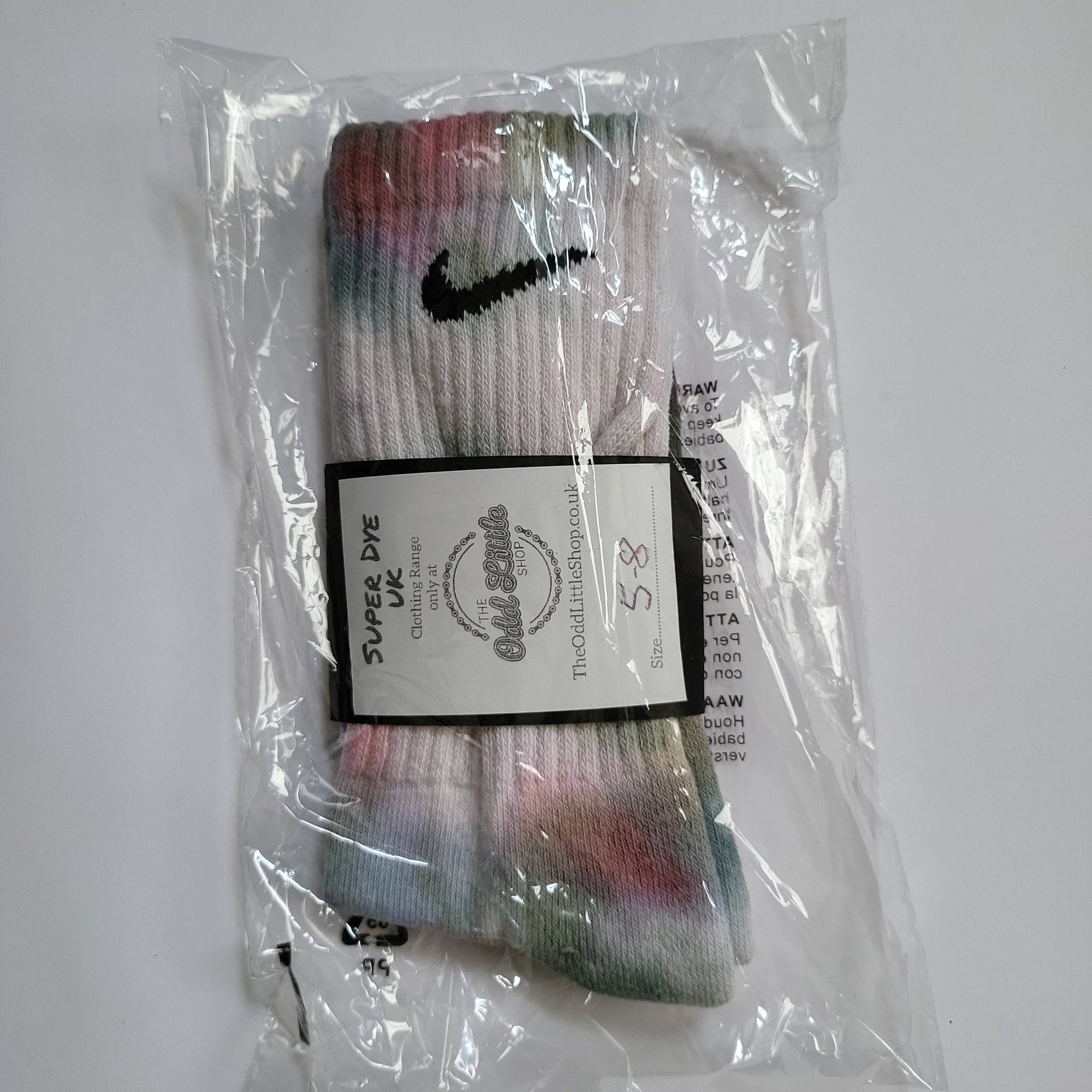 Tye - Dye Socks Nike 1 Pair Pastle Pink Green Blue 5 - 8 - The Odd Little Shop