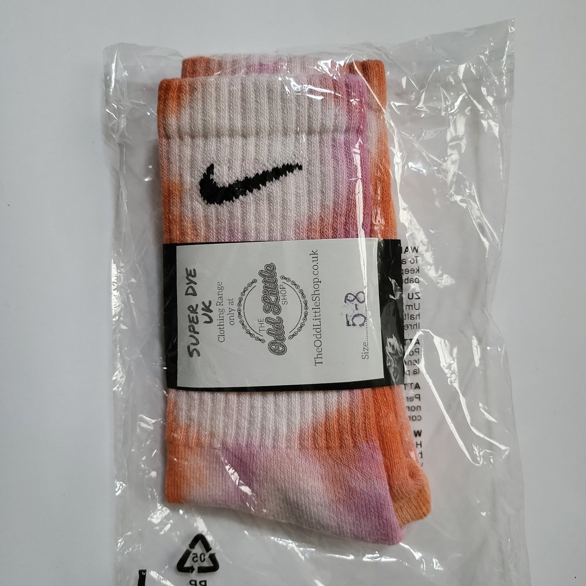 Tye-Dye Socks Nike 1 Pair Pastle Pink Orange 5-8 - The Odd Little Shop