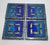 4 Square Coaster Set Recycled Bike Chain Blue Epoxy Resin Cycle Gift - The Odd Little Shop