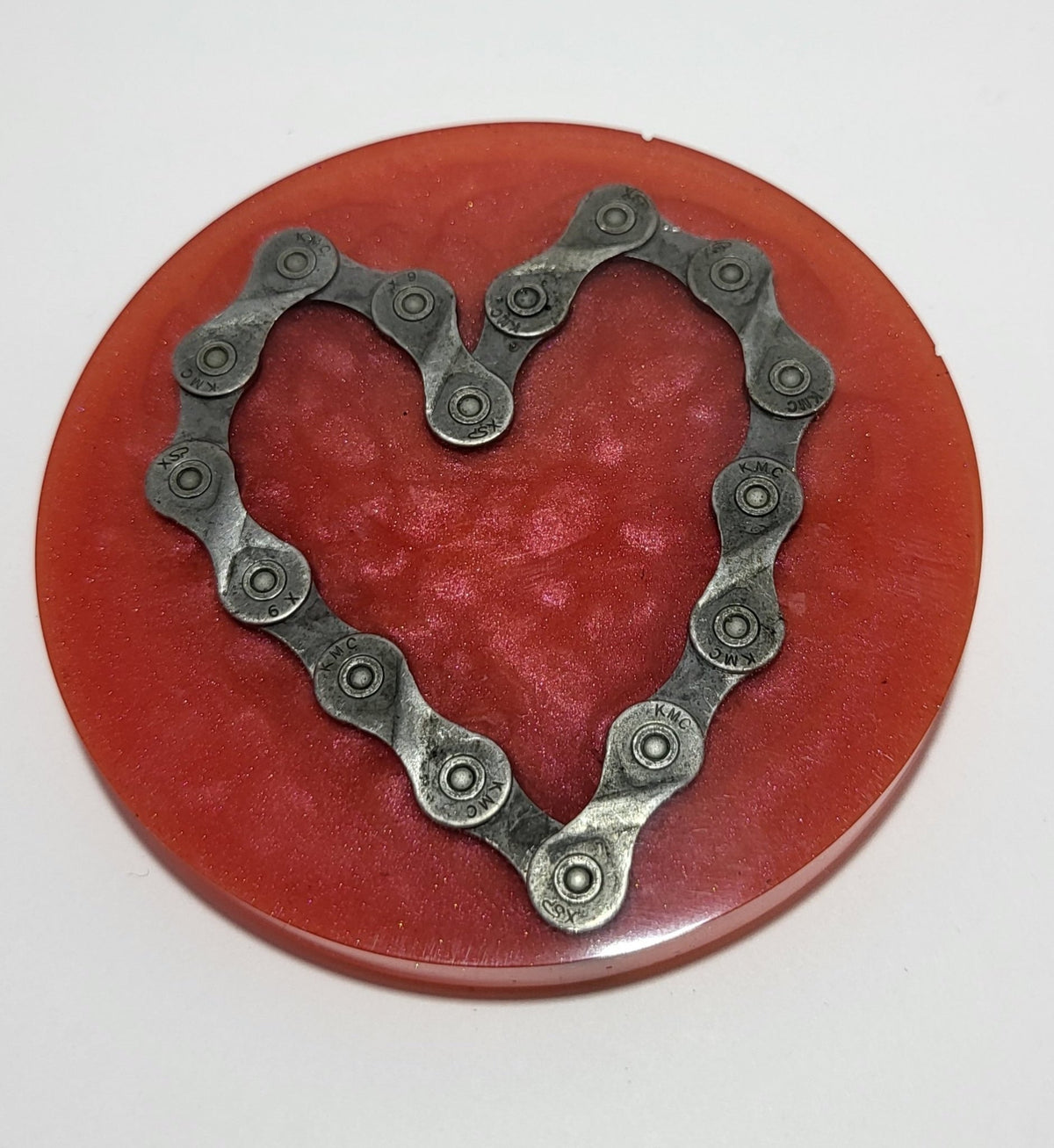 Single coaster heart bike chain red cycle gift - The Odd Little Shop