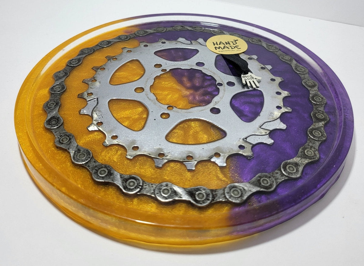 Unique Tray with Rim Recycled Bike Chain &amp; Cassette Cycle Gift - The Odd Little Shop