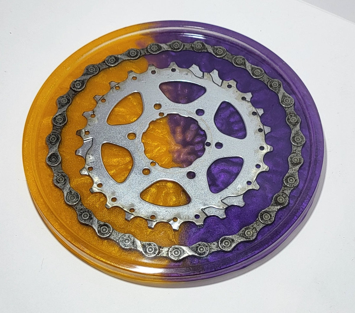 Unique Tray with Rim Recycled Bike Chain &amp; Cassette Cycle Gift - The Odd Little Shop